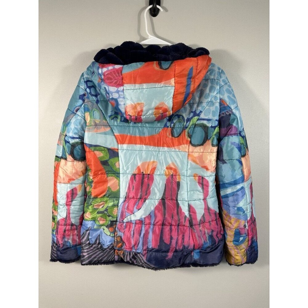 Claire Desjardins‎ Jacket Womens XS Reversible Faux Fur Wearable Art Watercolor - Picture 3 of 15